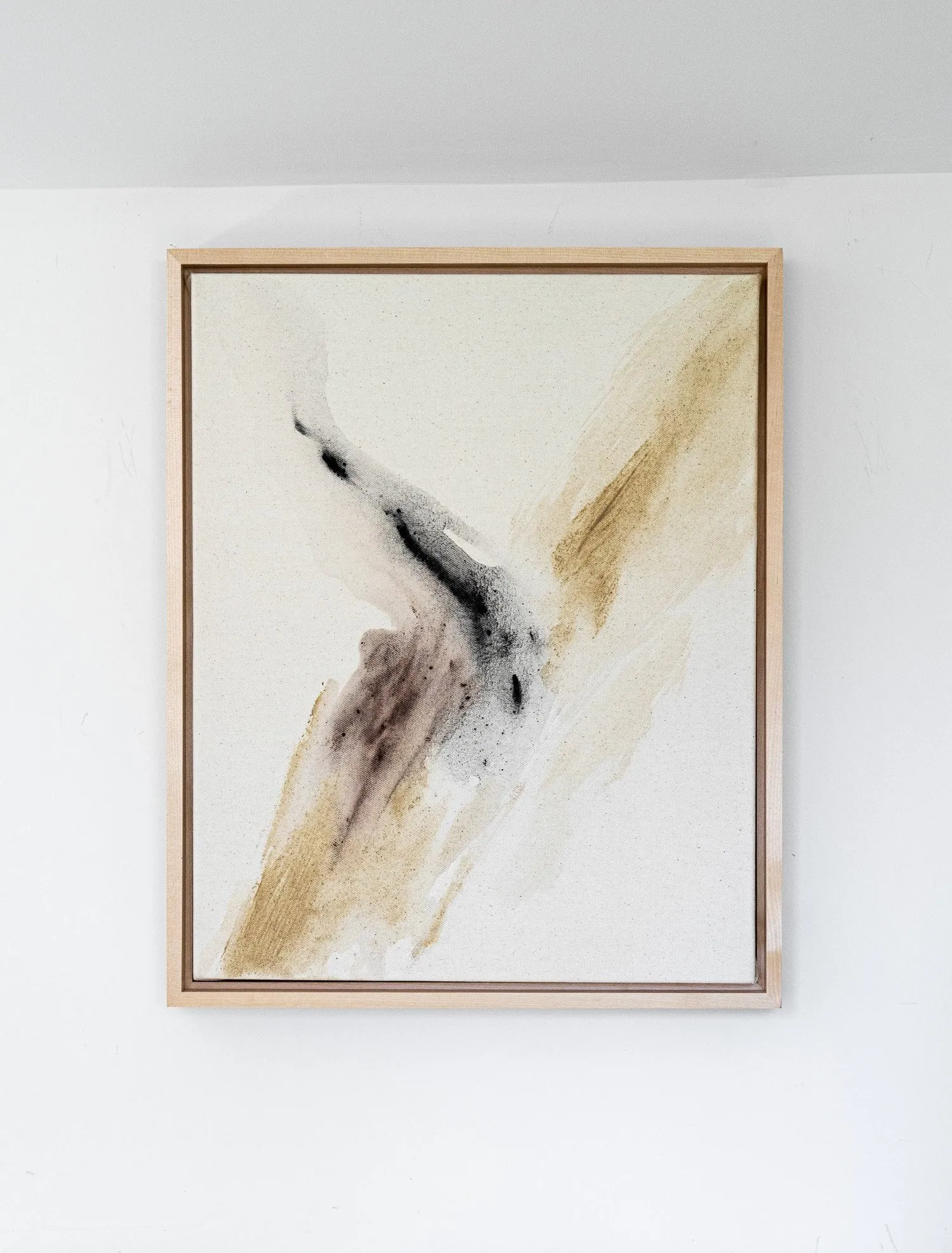 Dust of the Earth, charcoal and ground rock on raw canvas with wooden floater frame by Rachel Reinert