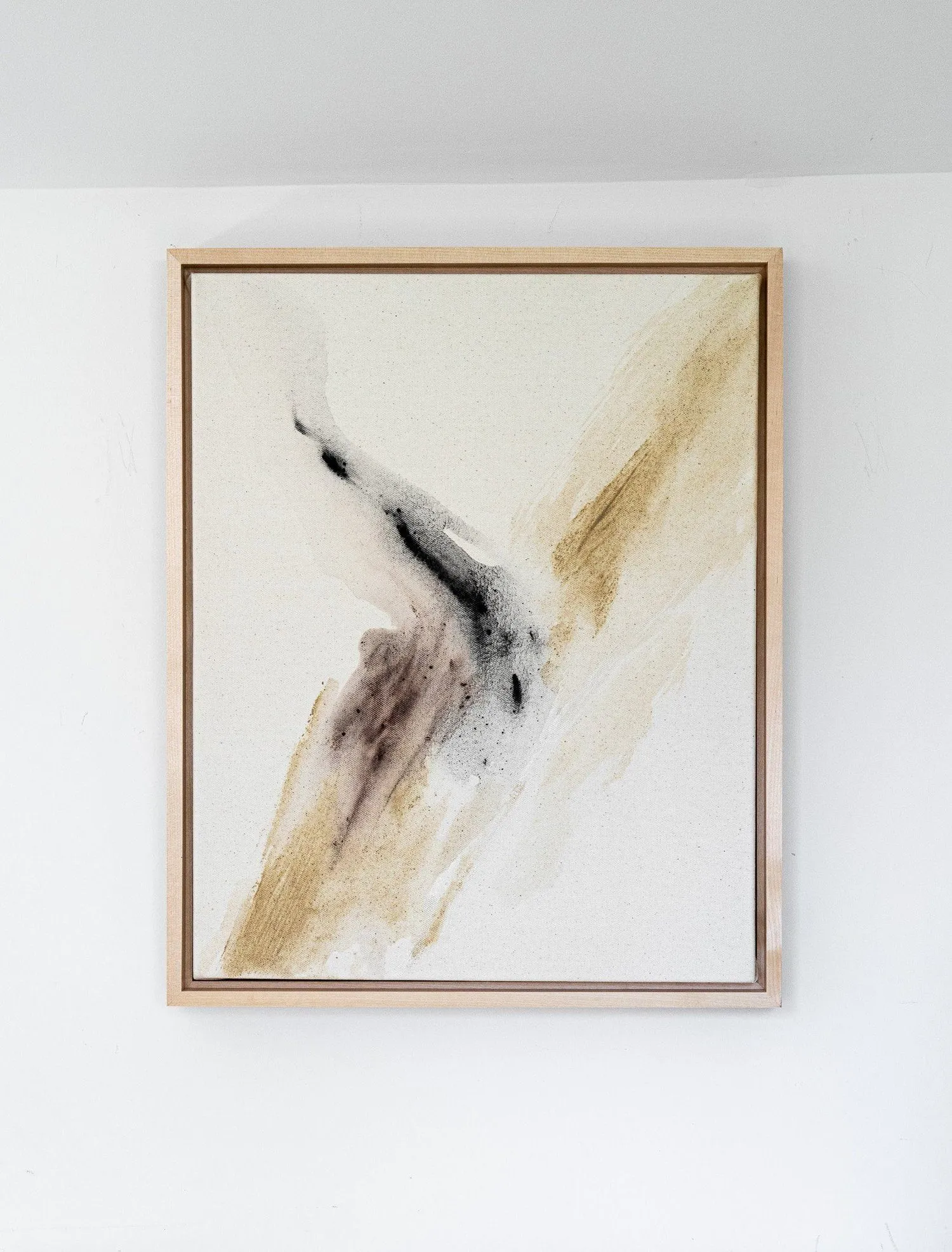 Dust of the Earth, charcoal and ground rock on raw canvas with wooden floater frame by Rachel Reinert