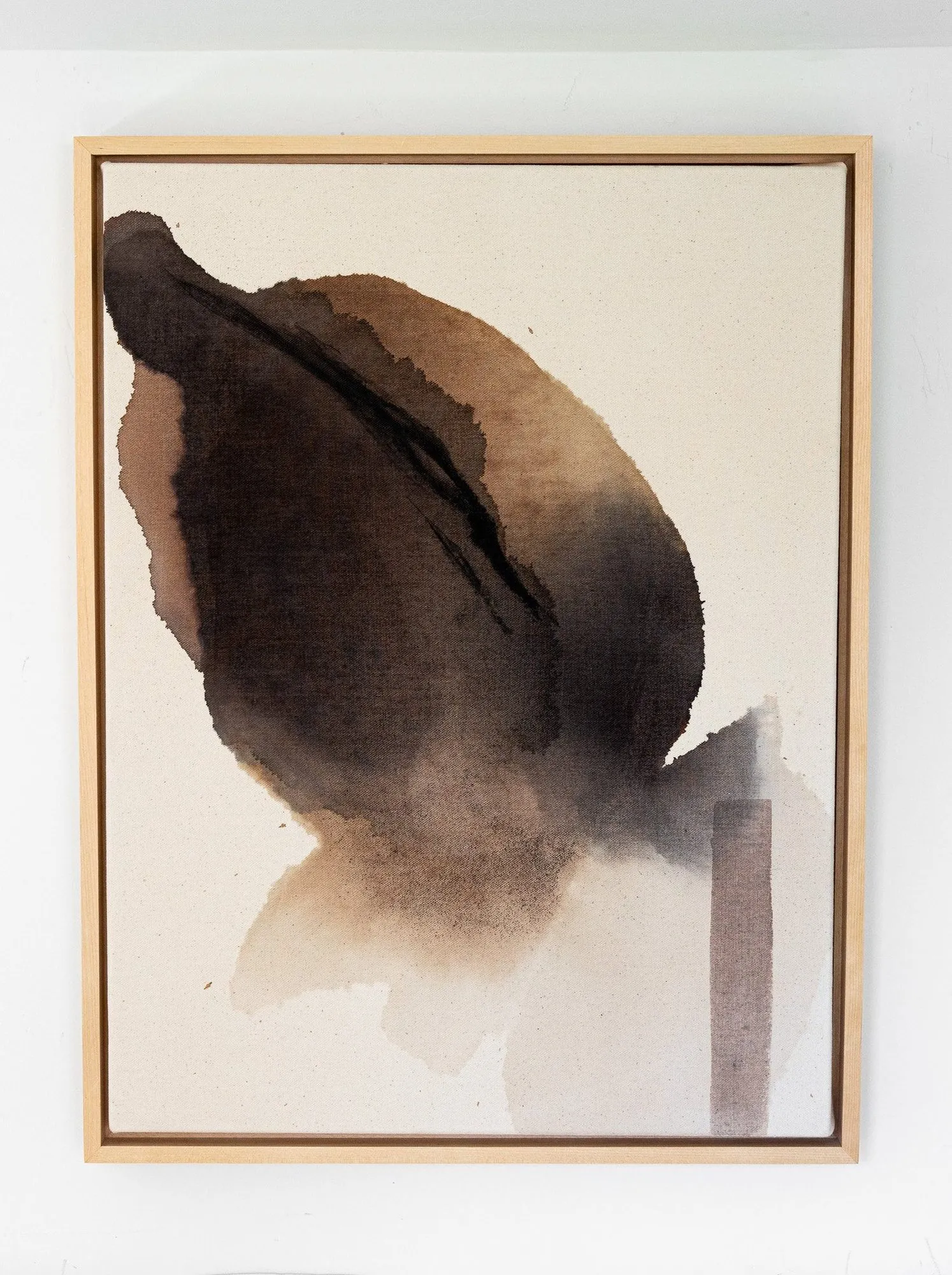 Earthen Alchemy, charcoal from oregon wildfires, oak gall and acorn cap ink on raw canvas with wooden frame by Rachel Reinert
