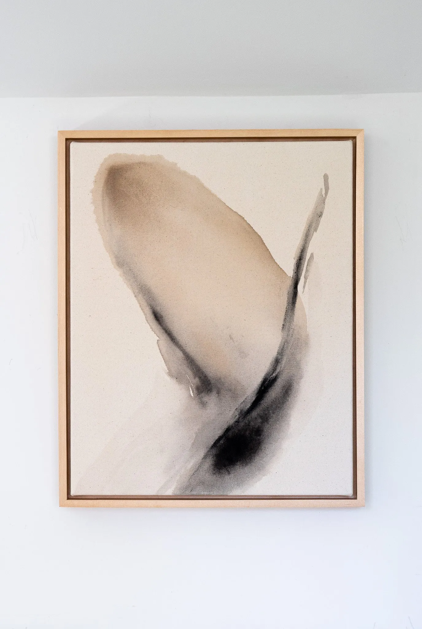 Forest Ashes, charcoal, black walnut and acorn cap ink on raw canvas by Rachel Reinert