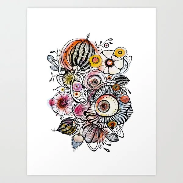 Vitality, acrylic and ink on paper by Rachel Reinert