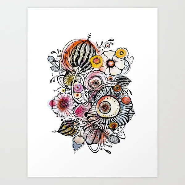 Vitality, acrylic and ink on paper by Rachel Reinert